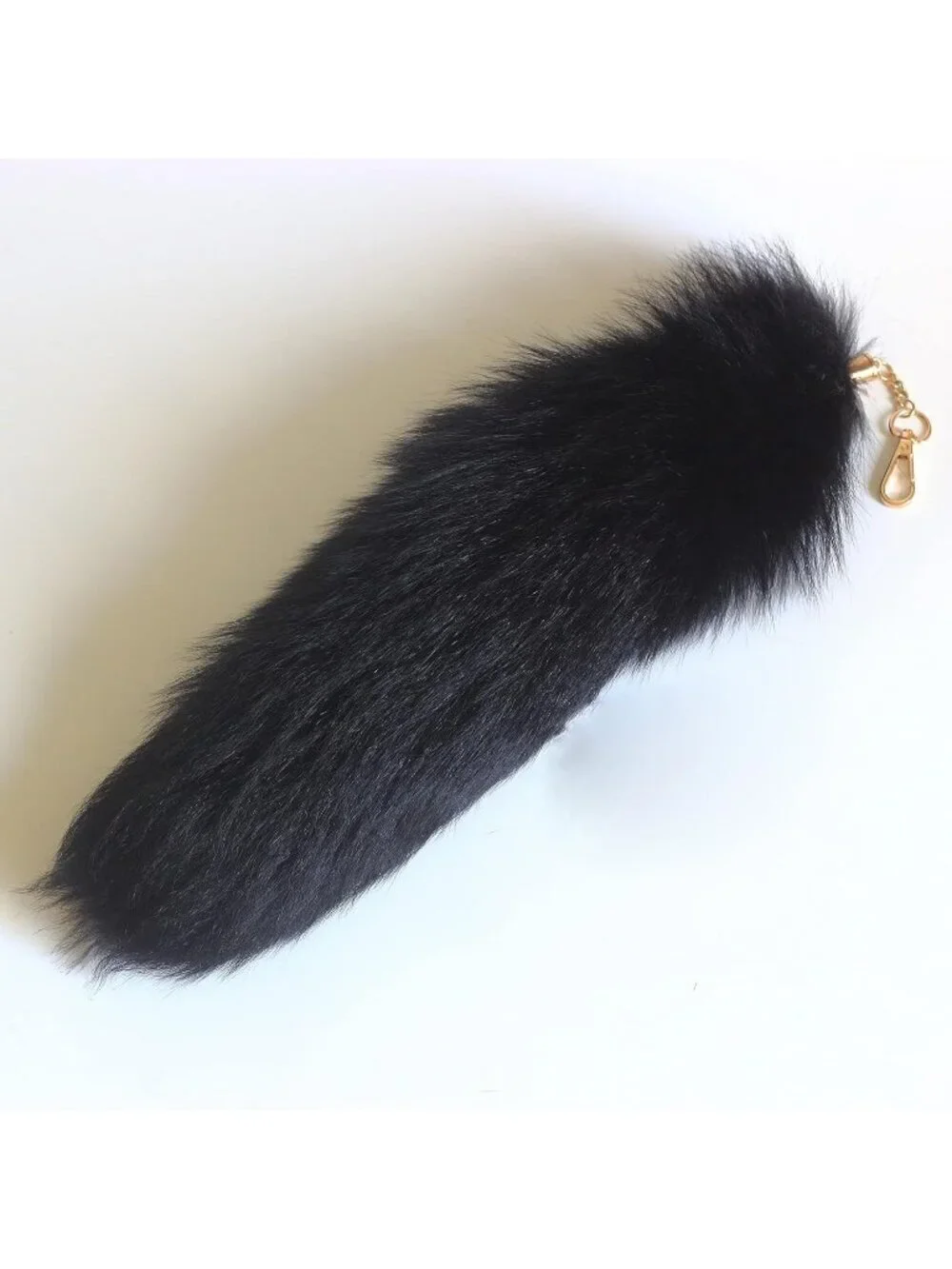 Women's Black Pendant Cosplay Costume Halloween Furry Tails Keychain Handbag